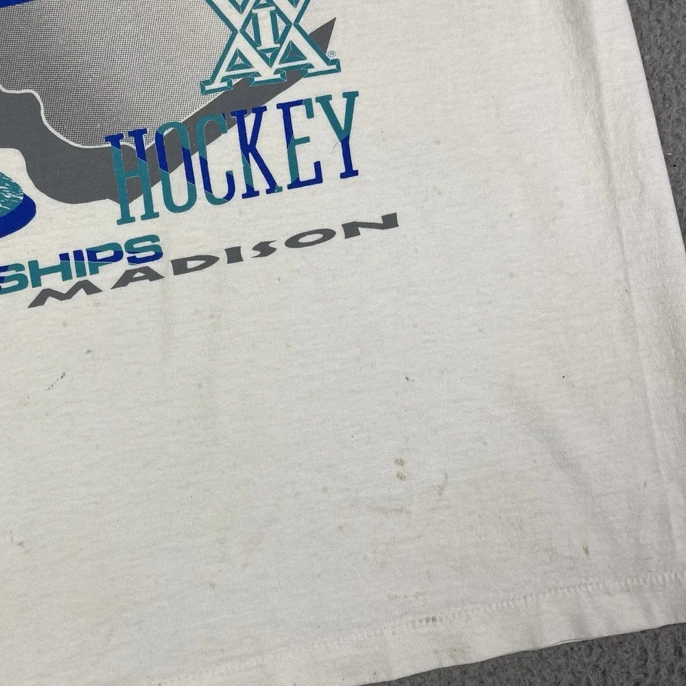 Vintage 90s Wisconsin Hockey High School State Tournament T Shirt WIAA‎ Rare XL